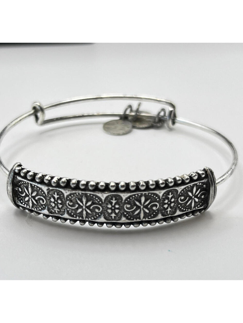 Alex and Ani Trapeze Bar Retired Bar Bracelet Charms Silver Tone  2864.2